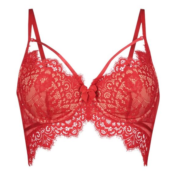 NWOT Hunkemoller Marilee Padded Underwired Longline Red Bra – Sz 34B - Picture 2 of 8